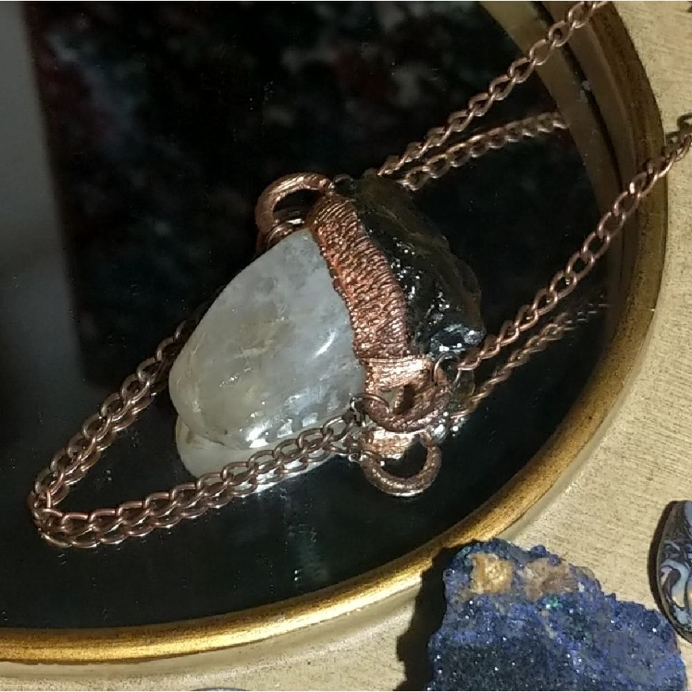 Handmade Rutilated Quartz & Baltic Amber Amulet - Picture 3 of 6